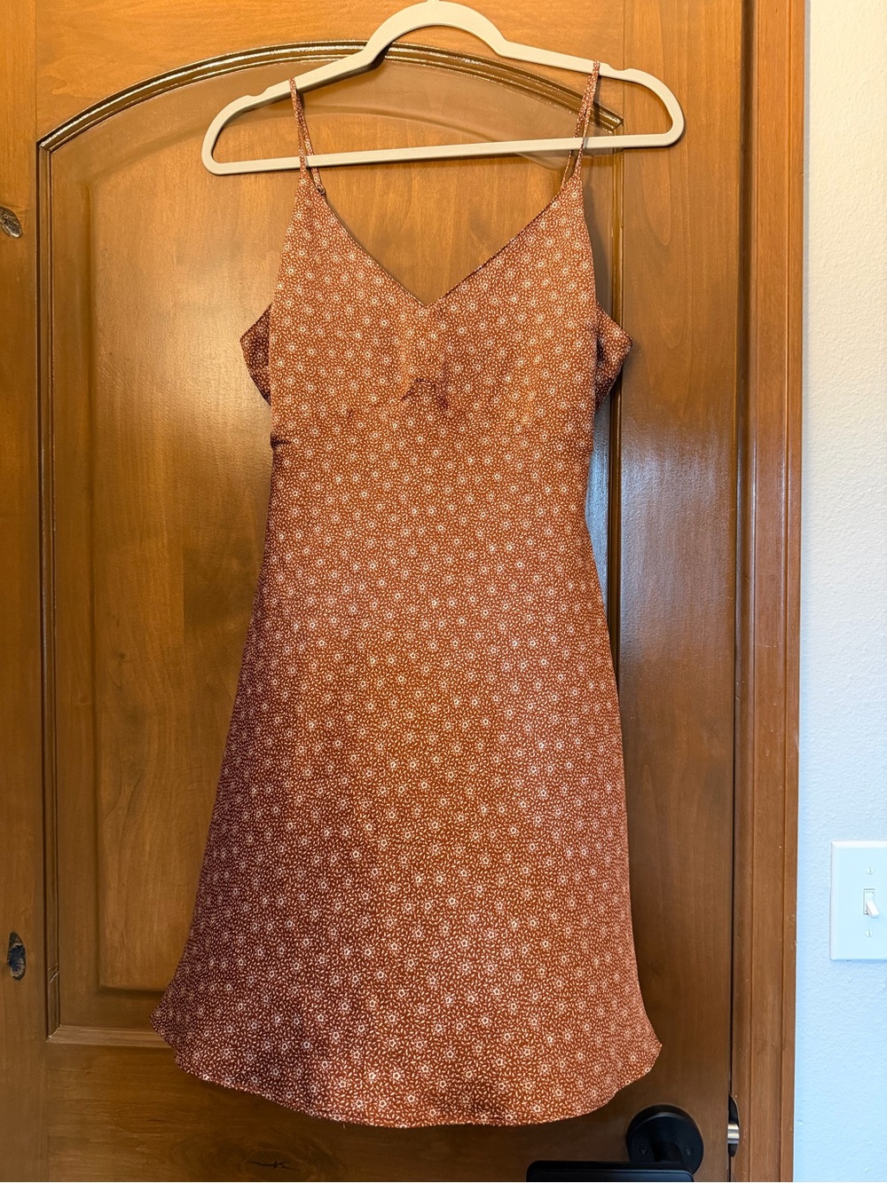 Abercrombie & Fitch Rust Floral Slip Dress with Spaghetti Straps